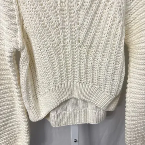 Free People Sweetheart Sweater Womens Small Ivory Boho Chunky Knit Mock Neck - Picture 9 of 13